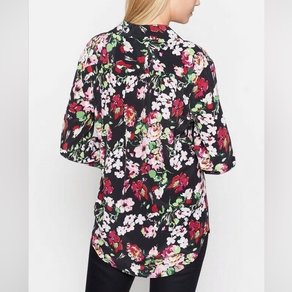 Equipment Femme Signature True Black Multi Floral Print Silk Blouse Size Small - Picture 2 of 7